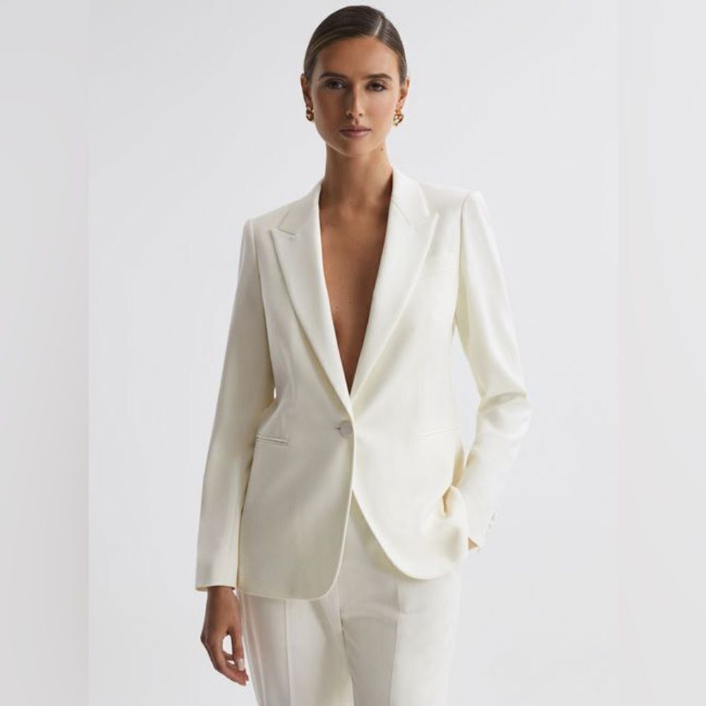 Vintage Jones wear Cream Crepe Single Button Blazer Jacket